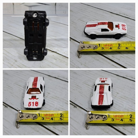 Vtg Redbird Stripes 618 Motif White 2.5"l Diecast Toy Race Car - Picture 6 of 7